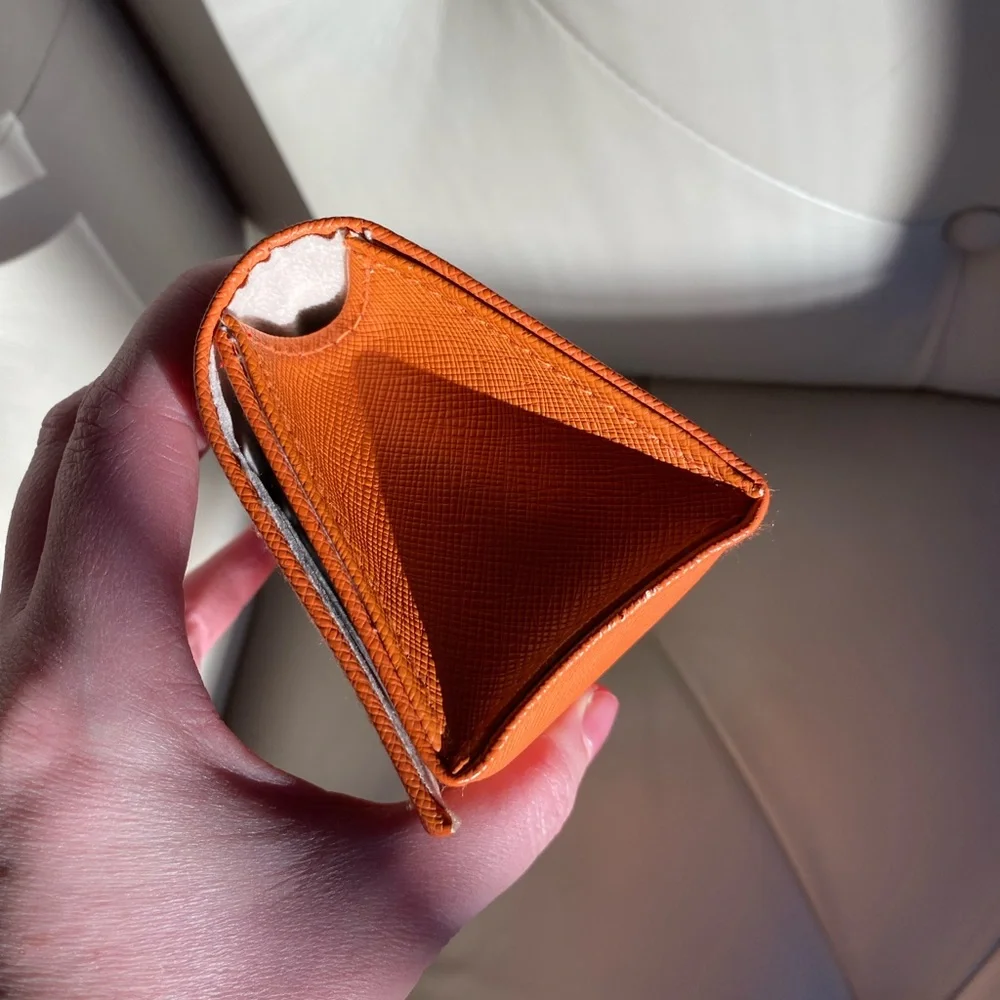 Tory Burch Orange Leather Sunglasses Case Eyeglass Hard Case Very Good